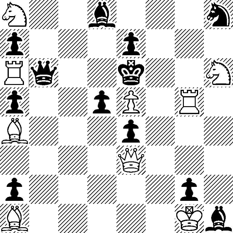 N2b3n/p3p3/Rq2k2N/p2pP1R1/B3p3/4Q3/p5p1/B5Kb