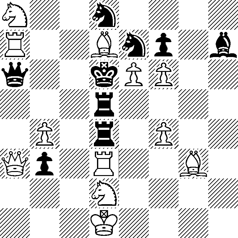 N2n4/R2Bnp1b/q2kPP2/3r4/1P1r1P2/Qp1R2B1/3N4/3K4