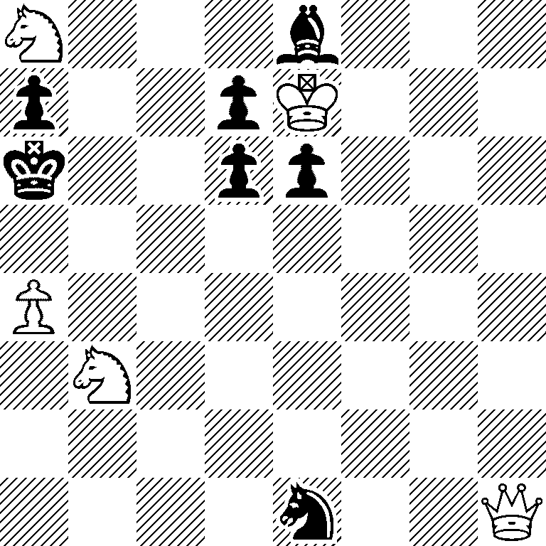 N3b3/p2pK3/k2pp3/8/P7/1N6/8/4n2Q