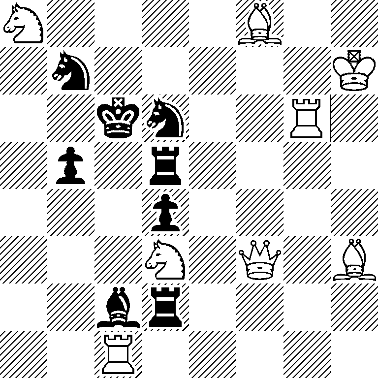 N4B2/1n5K/2kn2R1/1p1r4/3p4/3N1Q1B/2br4/2R5