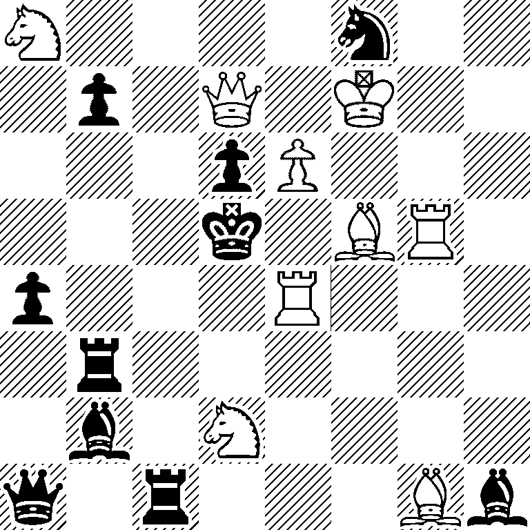 N4n2/1p1Q1K2/3pP3/3k1BR1/p3R3/1r6/1b1N4/q1r3Bb