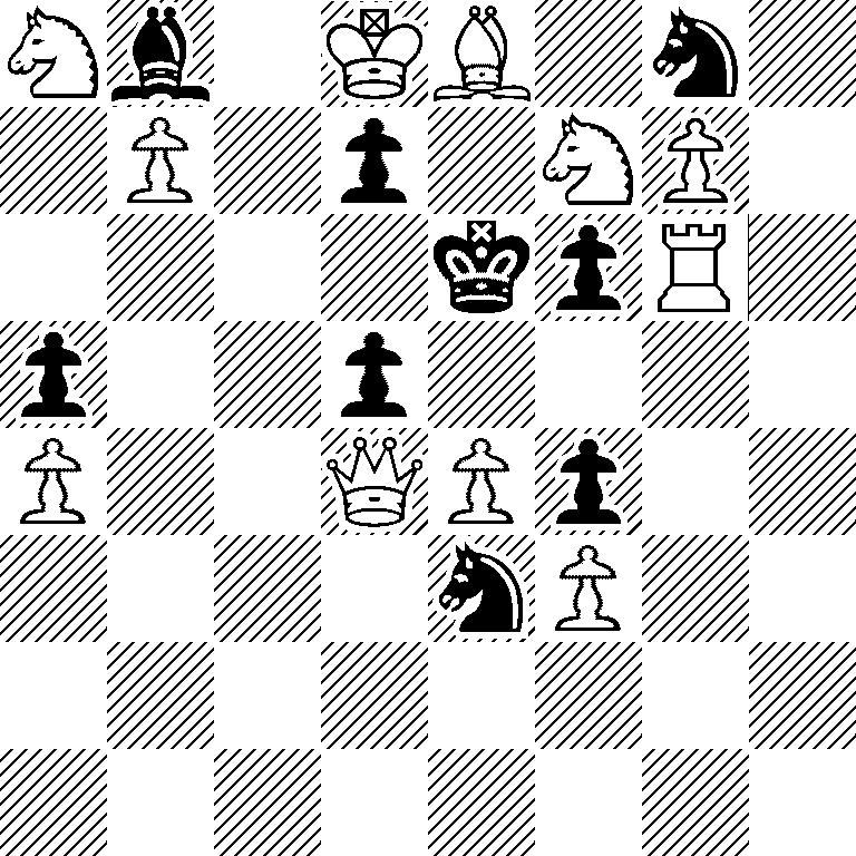 Nb1KB1n1/1P1p1NP1/4kpR1/p2p4/P2QPp2/4nP2/8/8