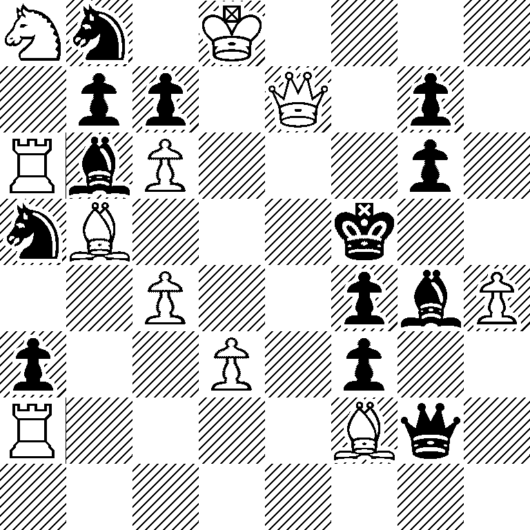 Nn1K4/1pp1Q1p1/RbP3p1/nB3k2/2P2pbP/p2P1p2/R4Bq1/8