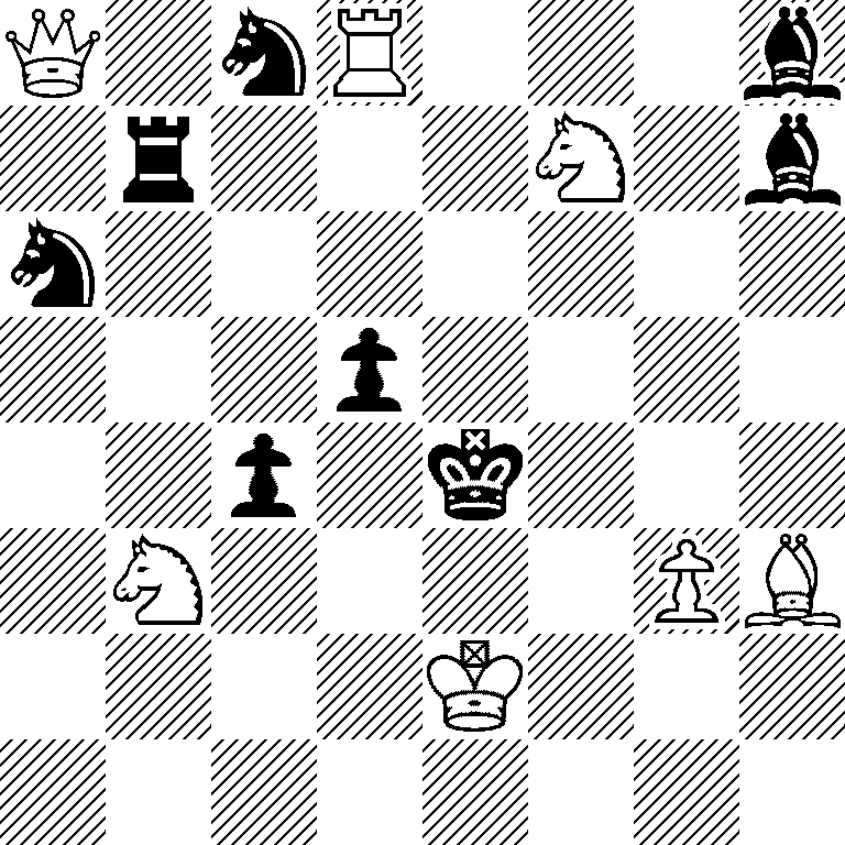 Q1nR3b/1r3N1b/n7/3p4/2p1k3/1N4PB/4K3/8