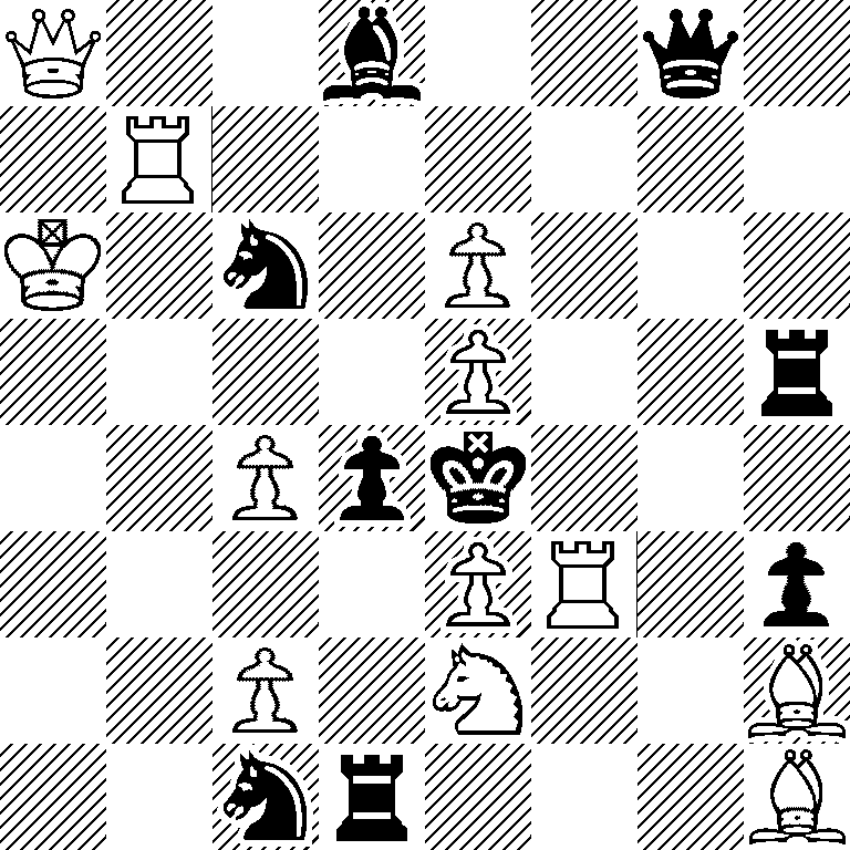 Q2b2q1/1R6/K1n1P3/4P2r/2Ppk3/4PR1p/2P1N2B/2nr3B