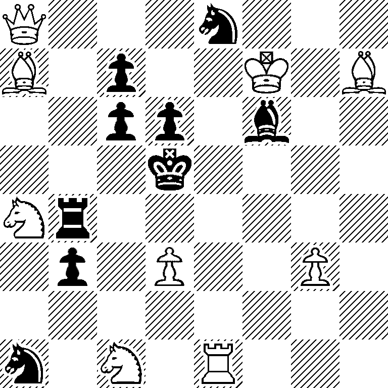 Q3n3/B1p2K1B/2pp1b2/3k4/Nr6/1p1P2P1/8/n1N1R3