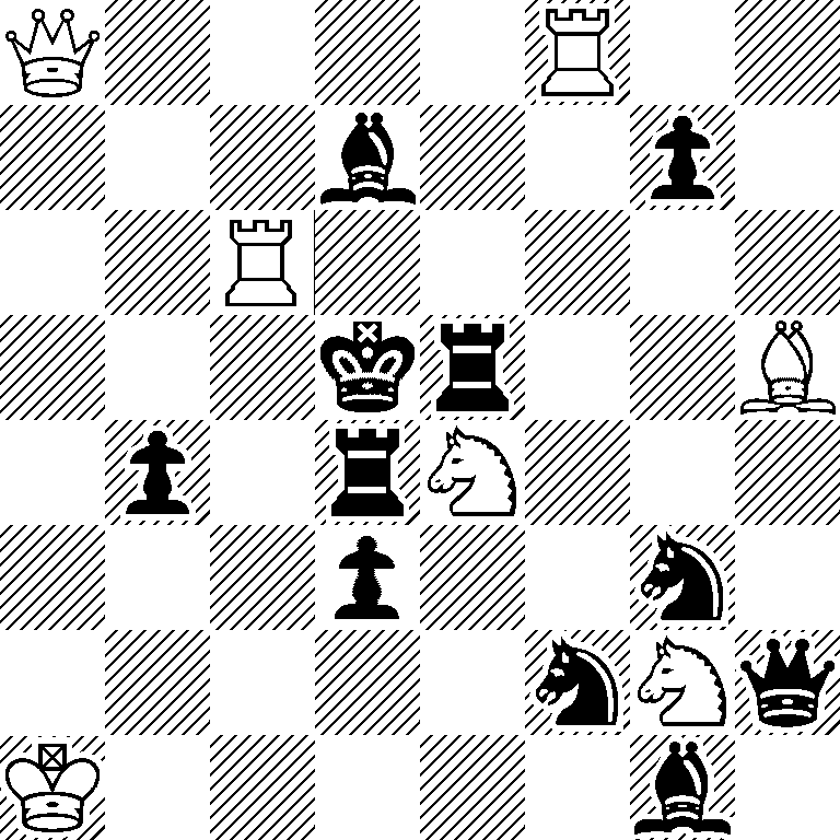 Q4R2/3b2p1/2R5/3kr2B/1p1rN3/3p2n1/5nNq/K5b1