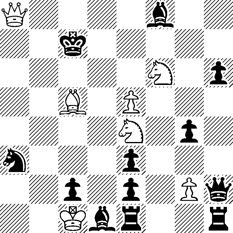 Q4b2/2k5/5N1p/2B1P3/4N1p1/n3p3/2p1p1Pq/2Kbr2r