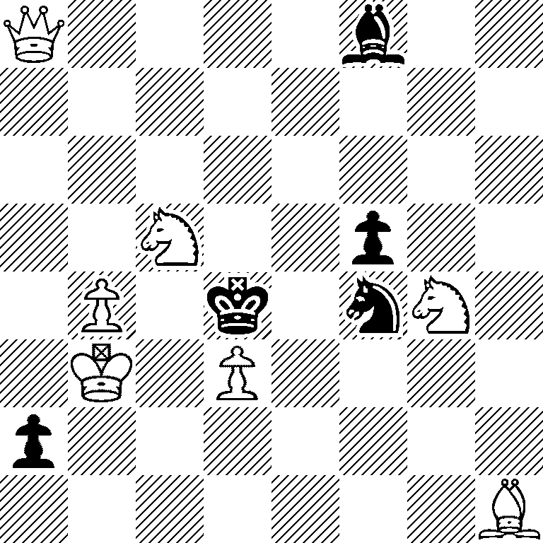 Q4b2/8/8/2N2p2/1P1k1nN1/1K1P4/p7/7B