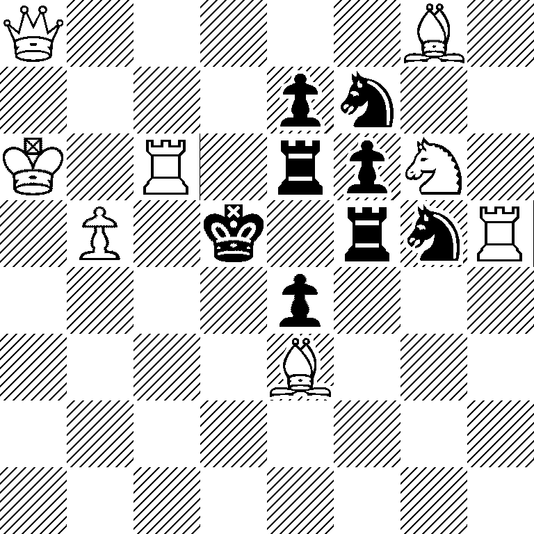 Q5B1/4pn2/K1R1rpN1/1P1k1rnR/4p3/4B3/8/8