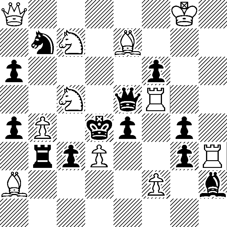 Q5K1/1nN1B3/p4p2/2N1qR2/pP1kp1p1/1rpP2pR/B4P1b/8