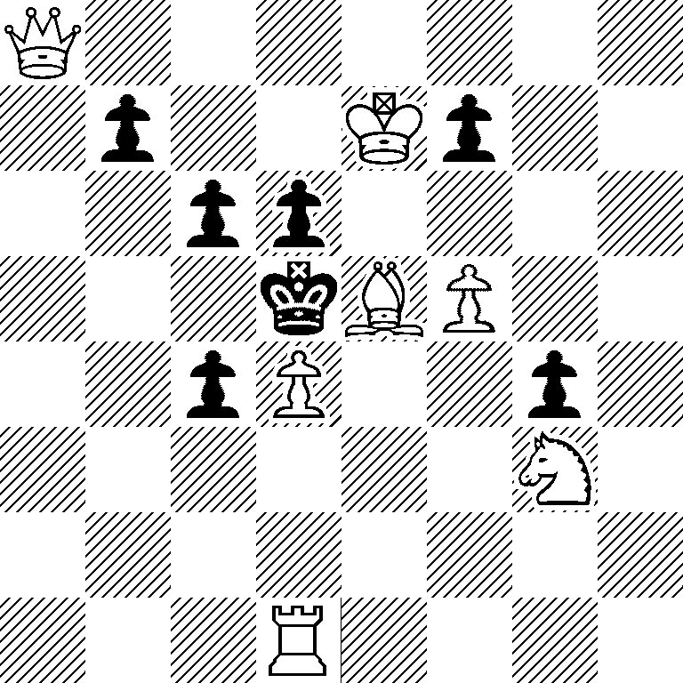 Q7/1p2Kp2/2pp4/3kBP2/2pP2p1/6N1/8/3R4