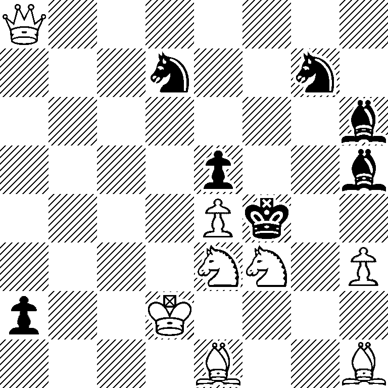 Q7/3n2n1/7b/4p2b/4Pk2/4NN1P/p2K4/4B2B