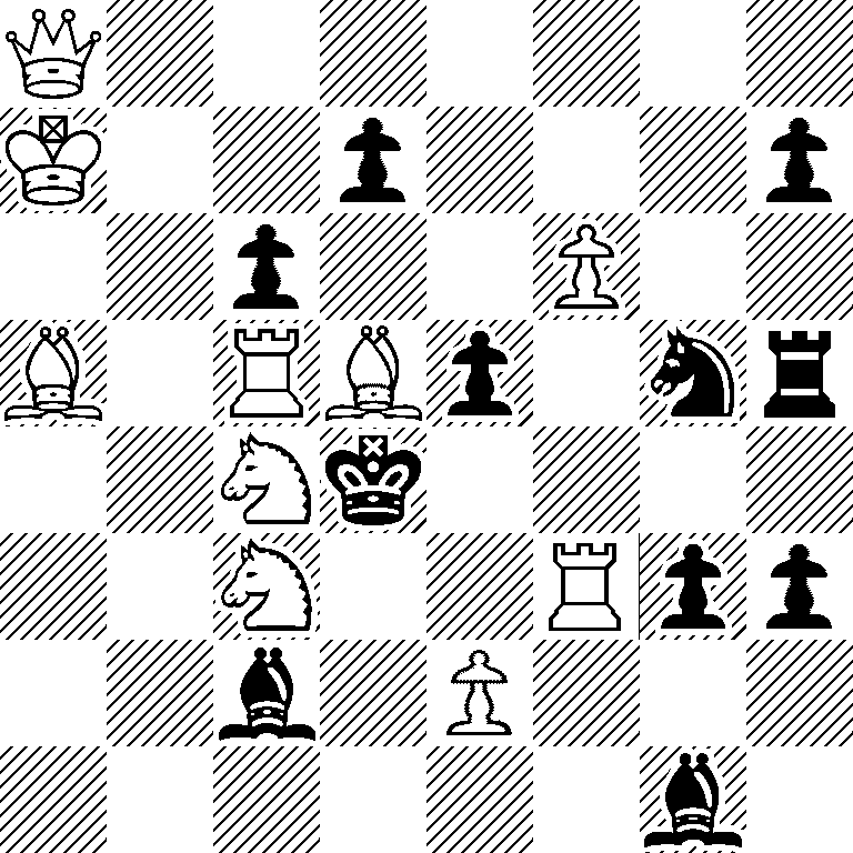 Q7/K2p3p/2p2P2/B1RBp1nr/2Nk4/2N2Rpp/2b1P3/6b1