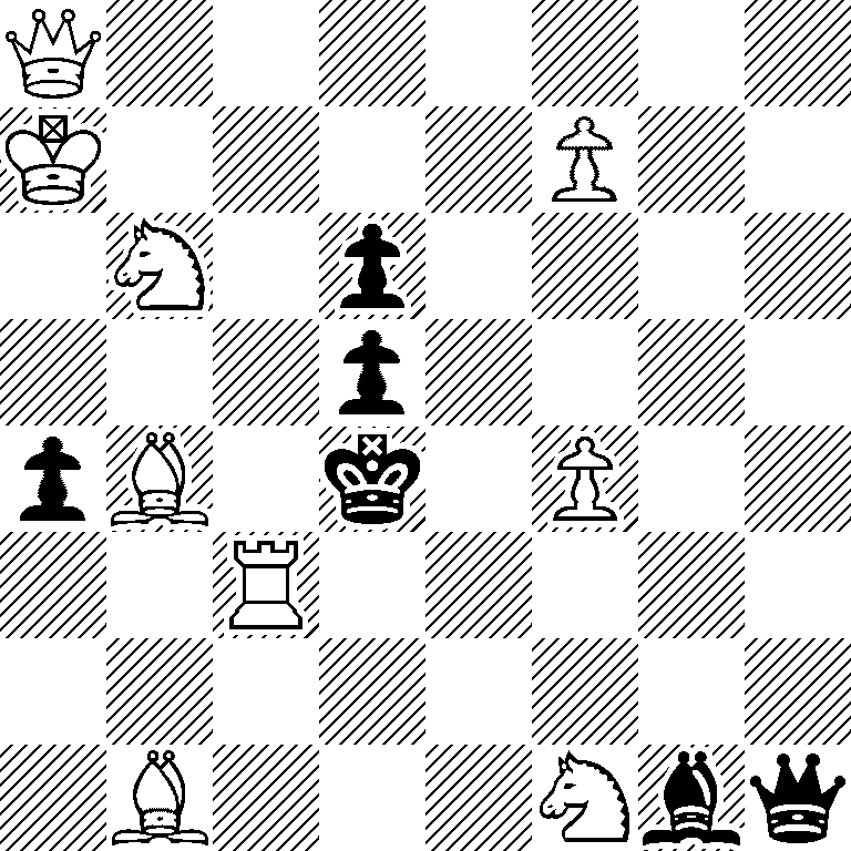 Q7/K4P2/1N1p4/3p4/pB1k1P2/2R5/8/1B3Nbq