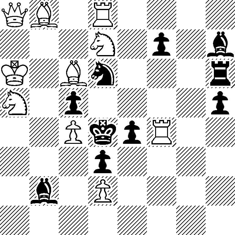 QB1R4/3N1p1b/K1Bn3r/N1p4p/2PkpR2/3p4/1b1P4/8