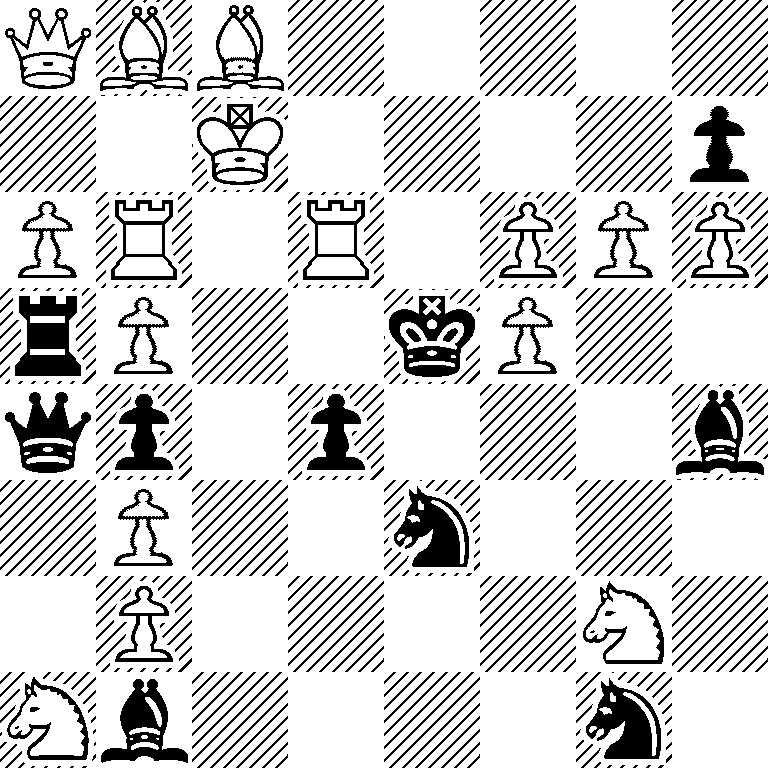 QBB5/2K4p/PR1R1PPP/rP2kP2/qp1p3b/1P2n3/1P4N1/Nb4n1
