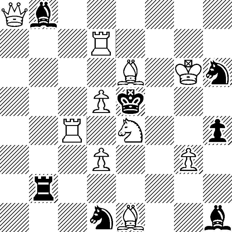 Qb6/3R4/4B1Kn/3Pk3/2R1N2p/3P2P1/1r6/3nB2b