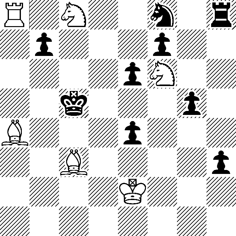 R1N2n1r/1p3p2/4pN2/2k3p1/B3p3/2B4p/4K3/8