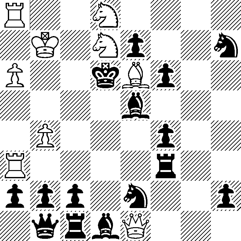 R2N4/1K1Np2n/P2kBp2/4b3/1P3p2/R4r2/ppp1n2p/1qrbQ3