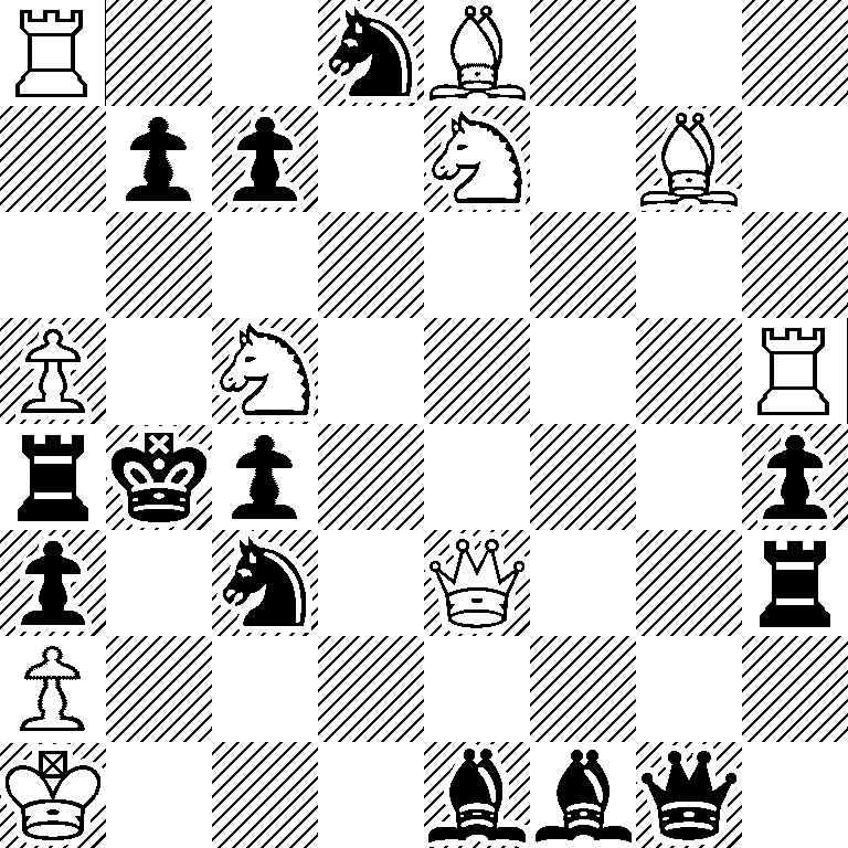 R2nB3/1pp1N1B1/8/P1N4R/rkp4p/p1n1Q2r/P7/K3bbq1