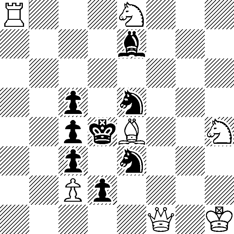 R3N3/4b3/8/2p1n3/2pkB2N/2p1n3/2Pp4/5Q1K