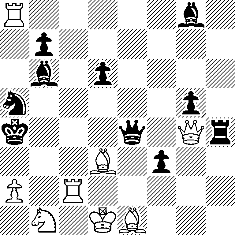 R5b1/1p6/1b1p4/n5p1/k3q1Qr/3B1p2/P1R5/1N1KB3