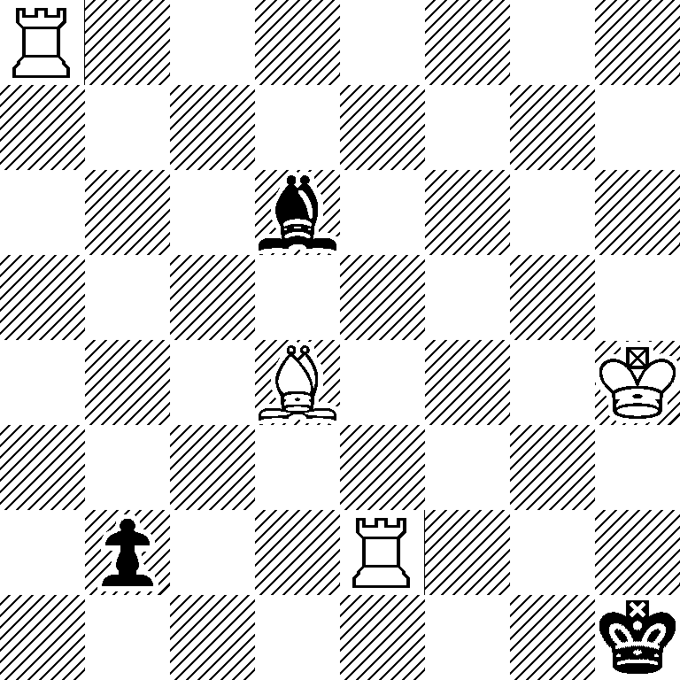 R7/8/3b4/8/3B3K/8/1p2R3/7k