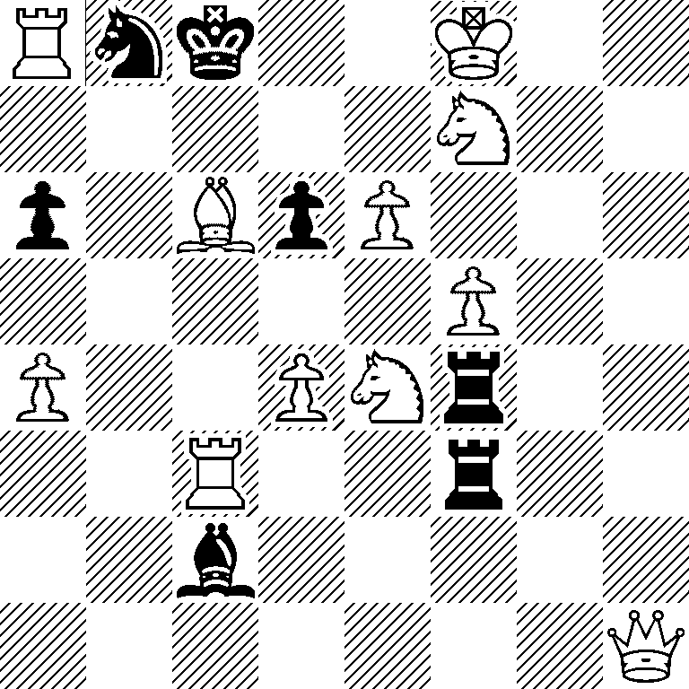Rnk2K2/5N2/p1BpP3/5P2/P2PNr2/2R2r2/2b5/7Q