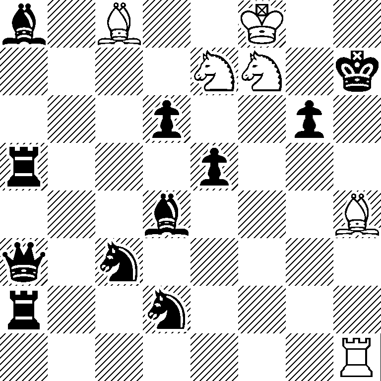b1B2K2/4NN1k/3p2p1/r3p3/3b3B/q1n5/r2n4/7R