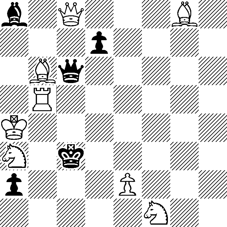 b1Q3B1/3p4/1Bq5/1R6/K7/N1k5/p3P3/5N2