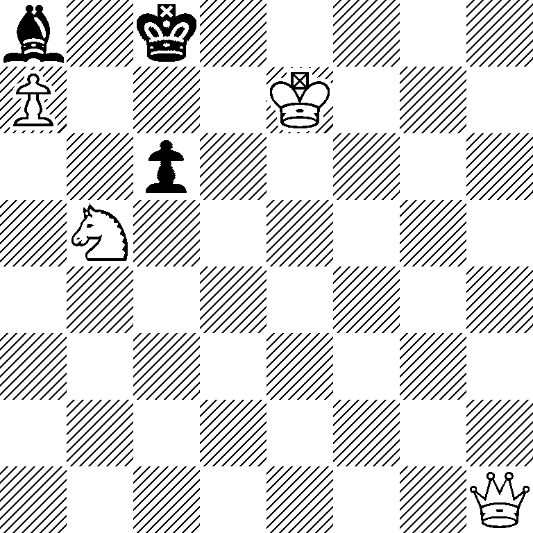 b1k5/P3K3/2p5/1N6/8/8/8/7Q
