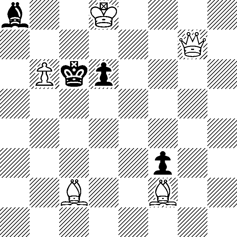 b2K4/6Q1/1Pkp4/8/8/5p2/2B2B2/8