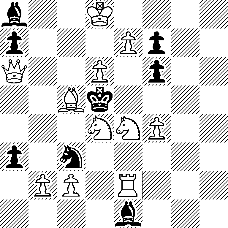 b2K4/p3Pp2/Q2P1p2/2Bk4/3NNP2/p1n5/1PP1R3/4b3