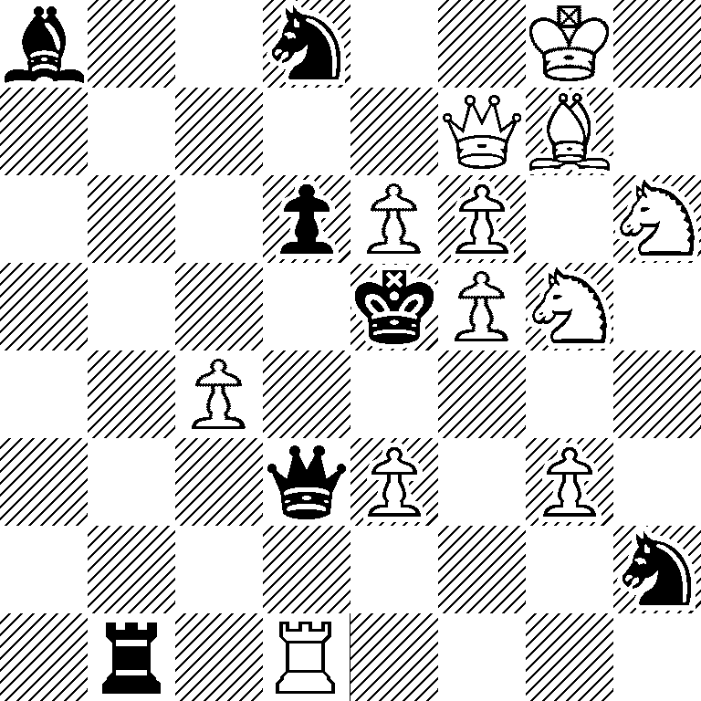 b2n2K1/5QB1/3pPP1N/4kPN1/2P5/3qP1P1/7n/1r1R4