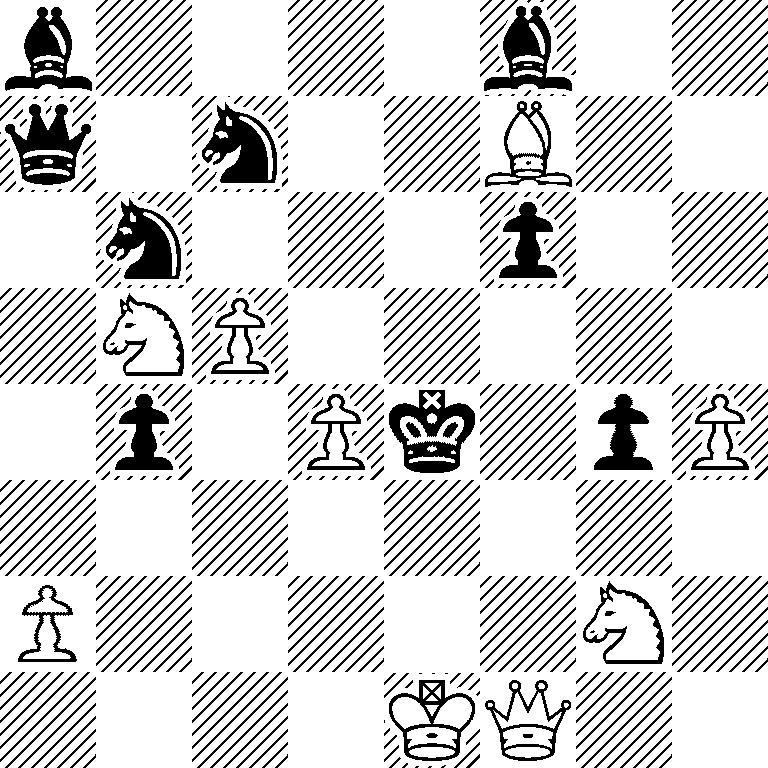 b4b2/q1n2B2/1n3p2/1NP5/1p1Pk1pP/8/P5N1/4KQ2