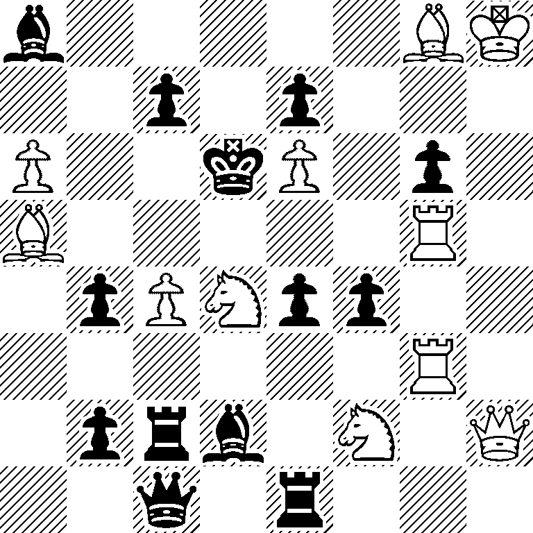 b5BK/2p1p3/P2kP1p1/B5R1/1pPNpp2/6R1/1prb1N1Q/2q1r3