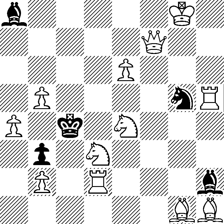 b5K1/5Q2/4P3/1P4nR/P1k1N3/1p1N4/1P1R3b/6BB