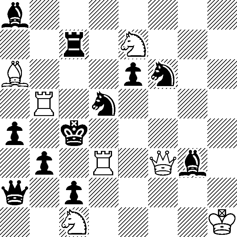 b7/2r1N3/B3pn2/1R1n4/p1k5/1p1R1Qb1/q1p5/2N4K