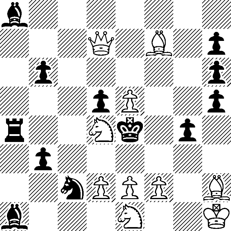 b7/3Q1B1p/1p5p/3pP2p/r2Nk1p1/1p6/2nPPP1B/b3N2K
