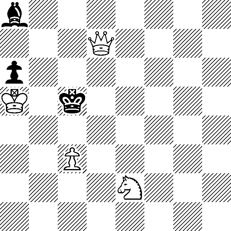 b7/3Q4/p7/K1k5/8/2P5/4N3/8