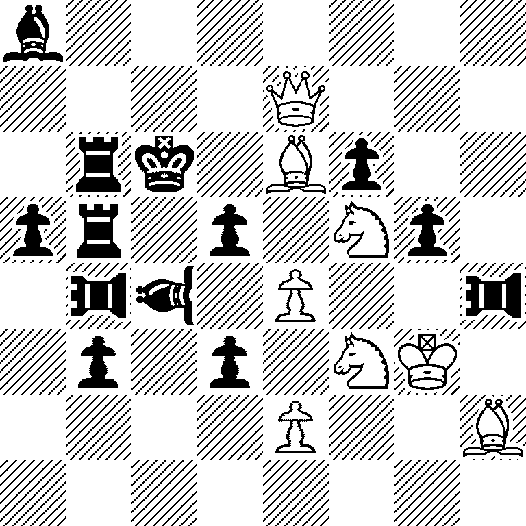 b7/4Q3/1rk1Bp2/pr1p1Sp1/1*3r*3b1P2*3r/1p1p1SK1/4P2B/8