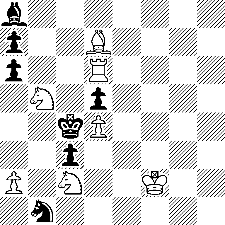 b7/p2B4/p2R4/1N1p4/2kP4/2p5/P1N2K2/1n6