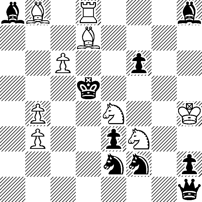 bB1R3b/3B4/2P2p2/3k4/1P2N2K/1P2pN2/4nn1p/7q