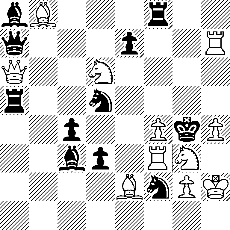 bB3r2/q3p2R/Q2N4/r2n4/2p2PkP/2bp1RN1/4BnPK/8