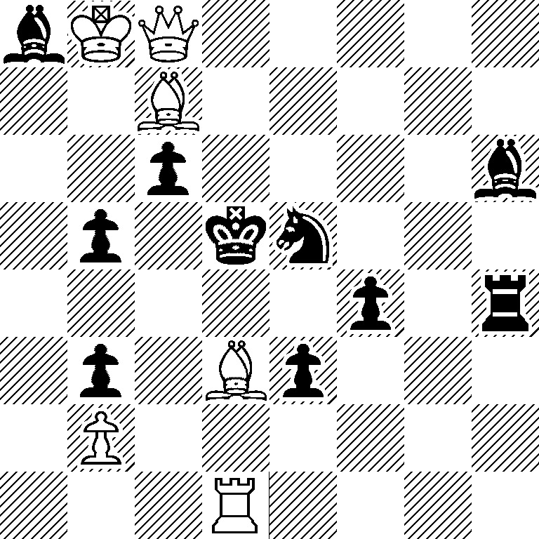 bKQ5/2B5/2p4b/1p1kn3/5p1r/1p1Bp3/1P6/3R4
