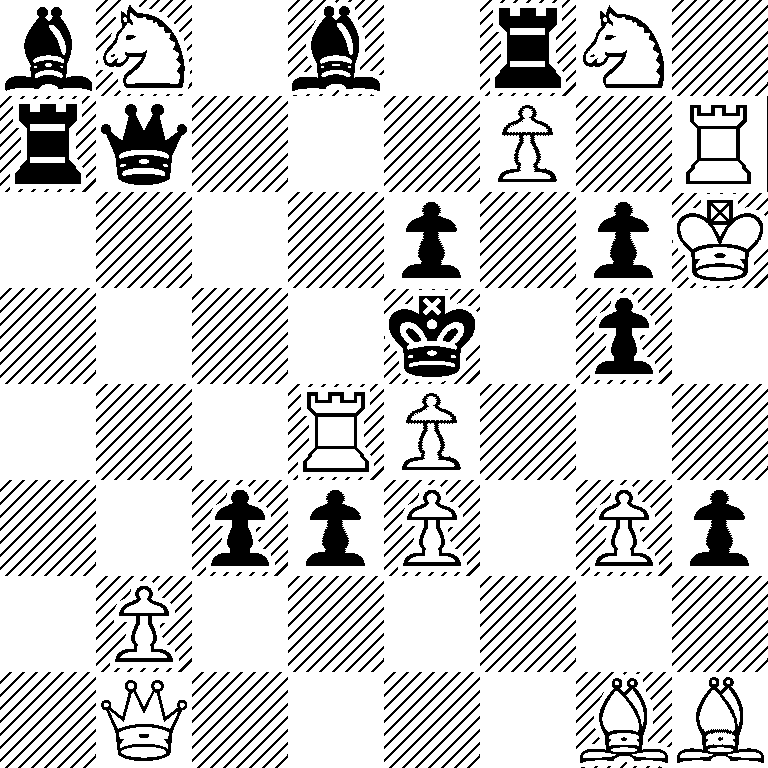 bN1b1rN1/rq3P1R/4p1pK/4k1p1/3RP3/2ppP1Pp/1P6/1Q4BB