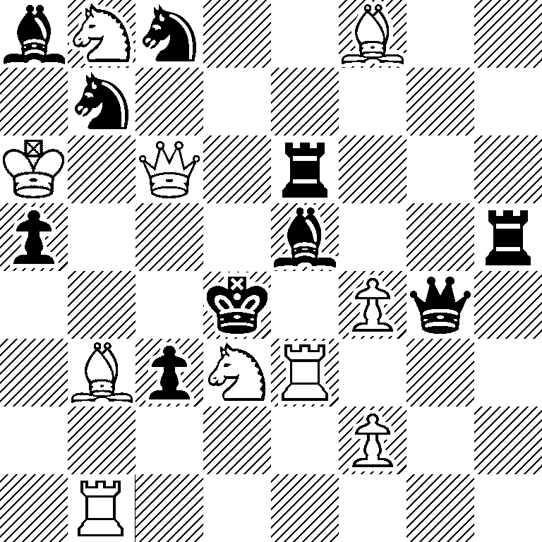 bNn2B2/1n6/K1Q1r3/p3b2r/3k1Pq1/1BpNR3/5P2/1R6