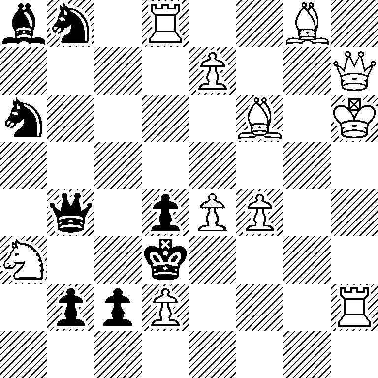 bn1R2B1/4P2Q/n4B1K/8/1q1pPP2/N2k4/1ppP3R/8