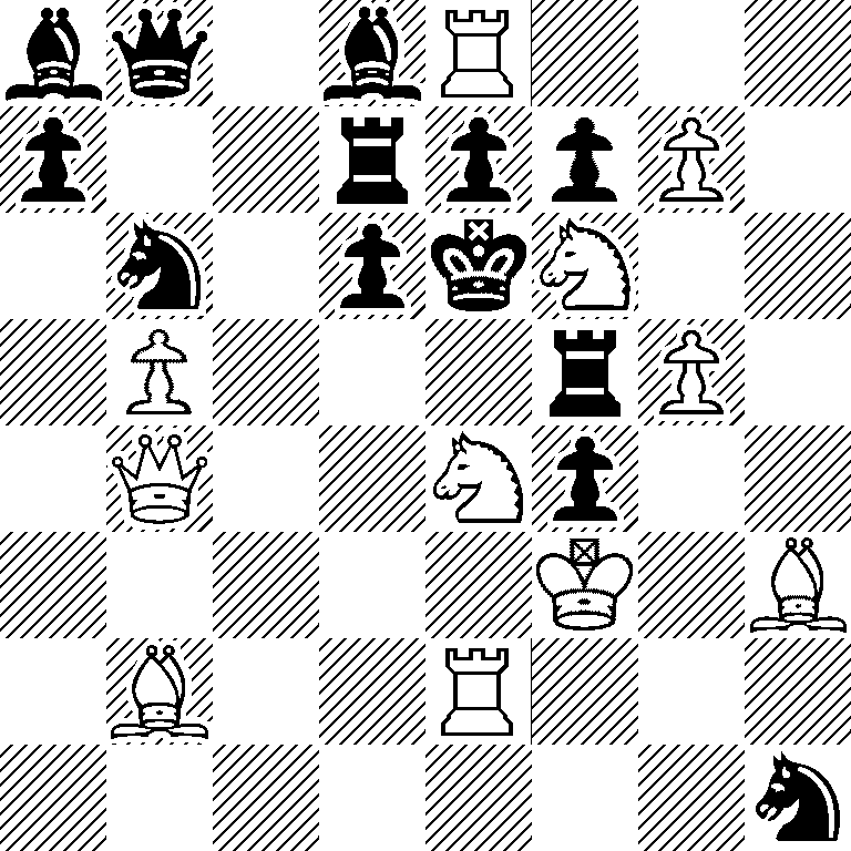 bq1bR3/p2rppP1/1n1pkN2/1P3rP1/1Q2Np2/5K1B/1B2R3/7n